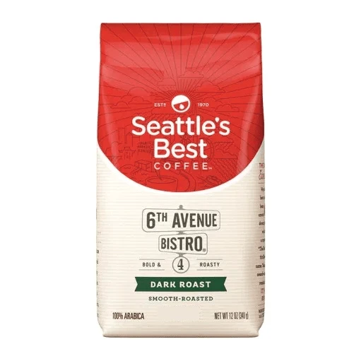 Seattle's Best Coffee 6th Avenue Bistro Dark Roast WHOLE BEAN 340gr (6 Pack) 1 Seattle's Best Coffee 6th Avenue Bistro Dark Roast WHOLE BEAN 340gr (6 Pack)