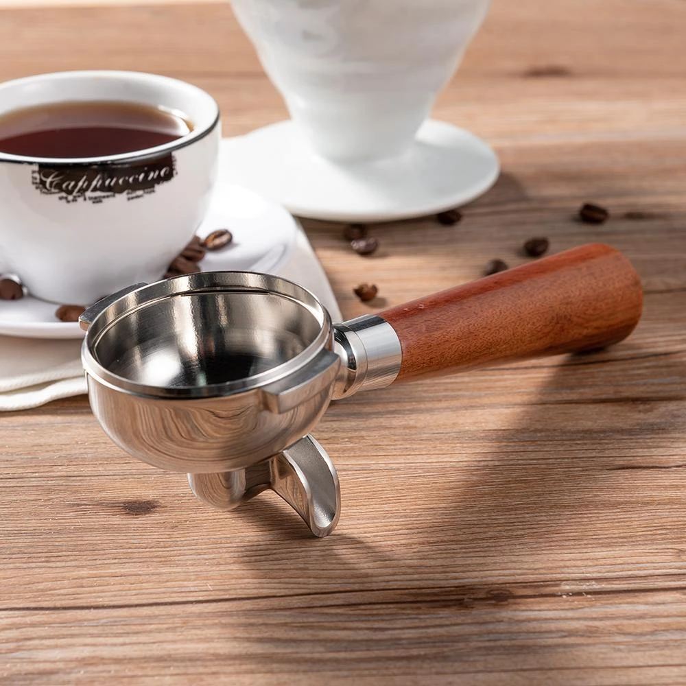 Accessories 58 Mm Portafilter W/rosewood Handle, Double Basket, And Double Spout 2 Accessories 58 Mm Portafilter W/rosewood Handle, Double Basket, And Double Spout - Image 2